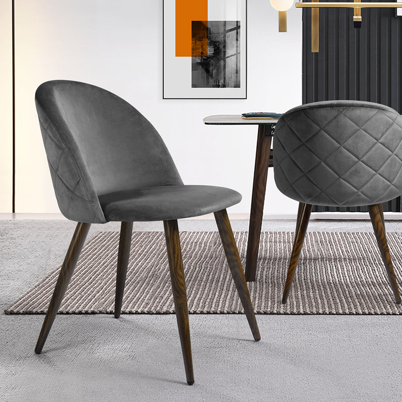Abel 46cm H Velvet Upholstered Side Chair, Grey