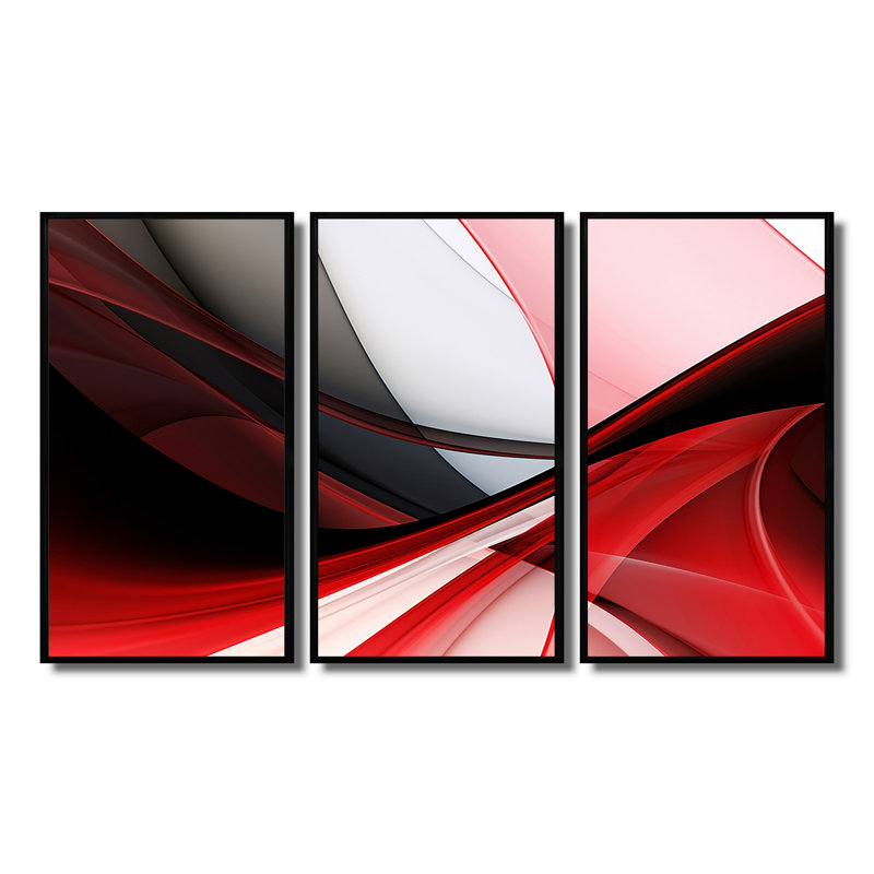 Ensemble d'art mural abstrait «Modern Tides», Cadre flottant noir, H 32 po x l 48 po x P 1 po