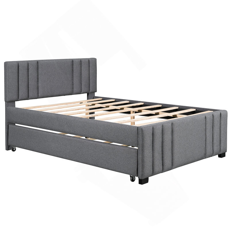 Lit plateforme tapissier avec lit gigogne