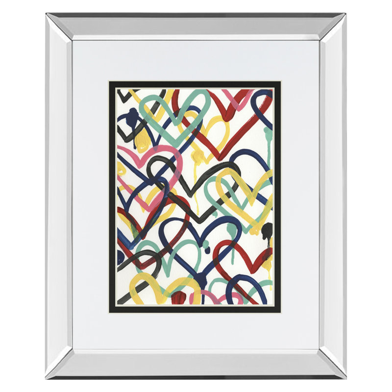 Art mural Heart Scribbles II - 34 po x 40 po - Cadre en miroir
