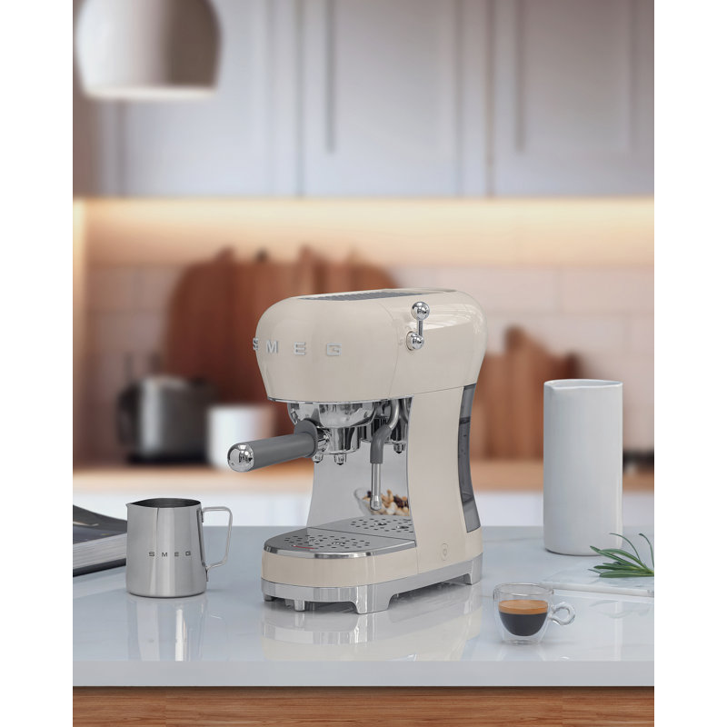 Smeg ECF02 Espresso Machine With Steam Wand, Cream