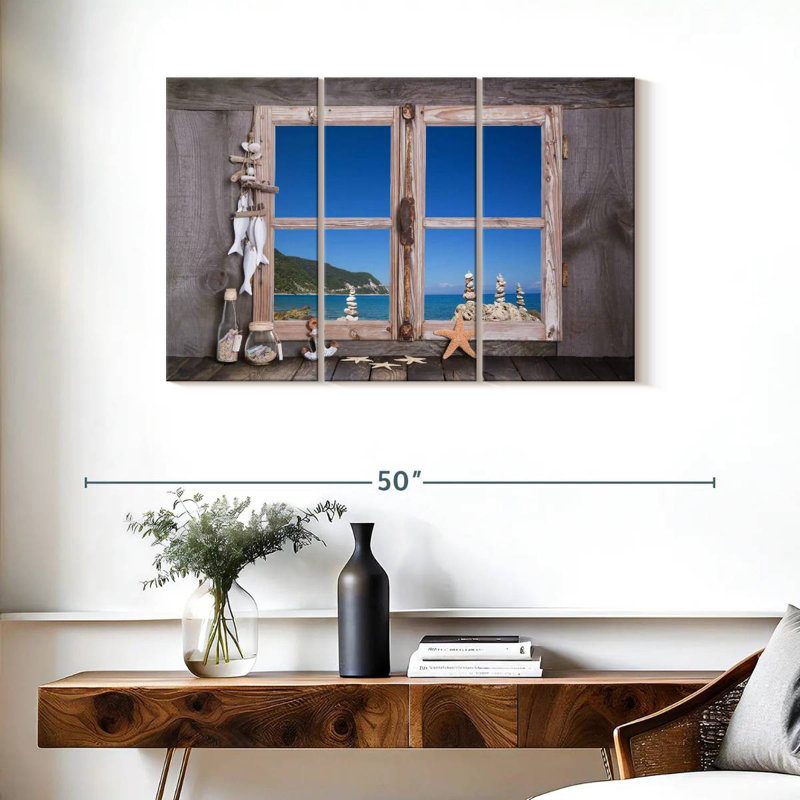 Lilie Rustic Beach Window, 24" H x 38" W