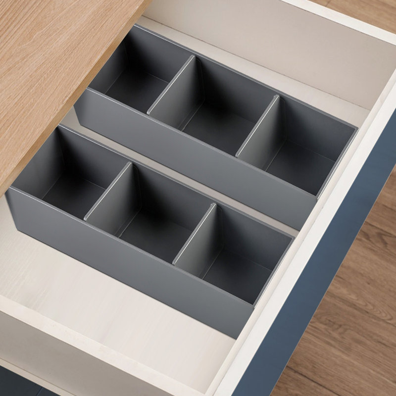 Drawer Storage Box, Multi-Use Drawer Organizer For Kitchen, Bathroom, Office Desk, Makeup, Jewellery (1 Set Includes 2 Boxes)