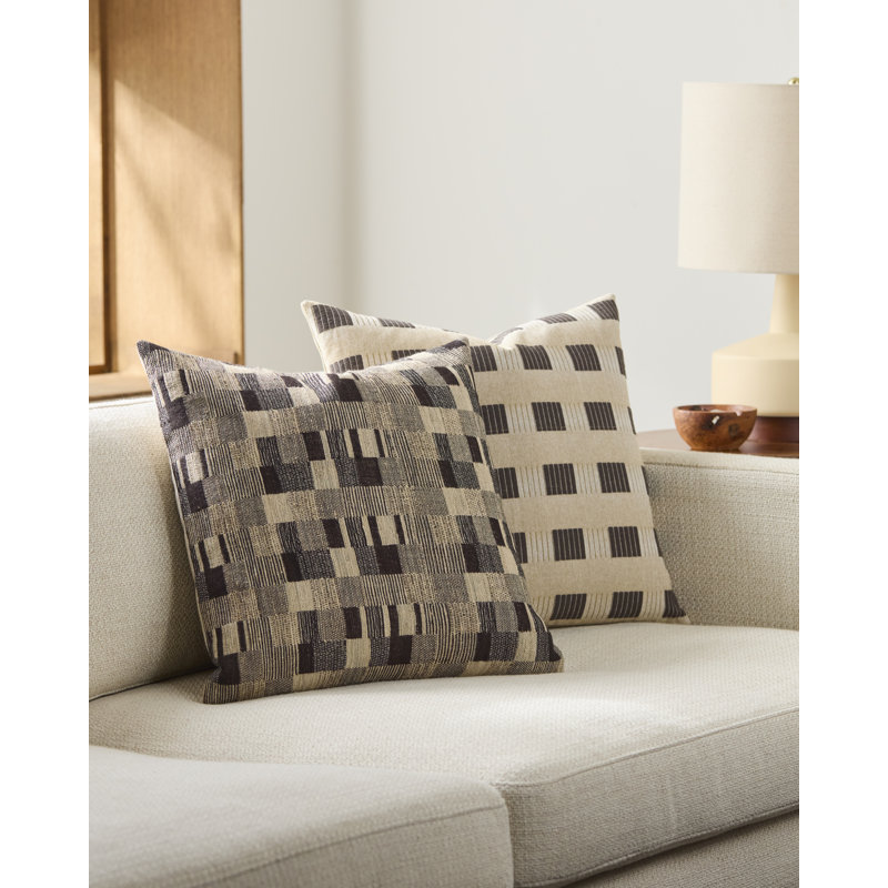 Coussin décoratif Marais, Brun/brun clair/crème, Carré 18 po, Housse de coussin seulement - sans coussin