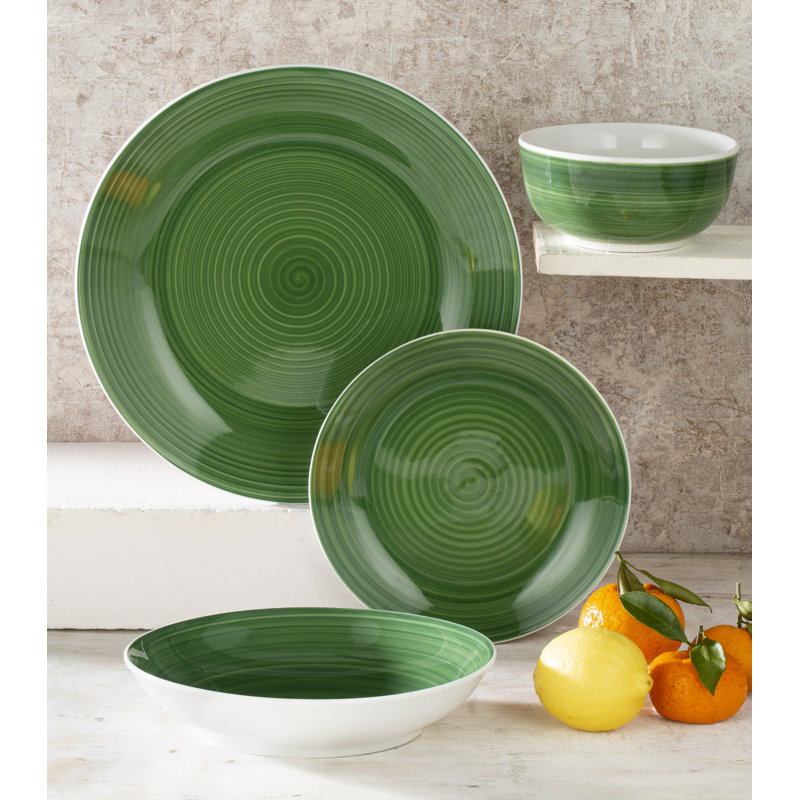 Waterside 16pc Spinwash Dinner Set, Forest Green