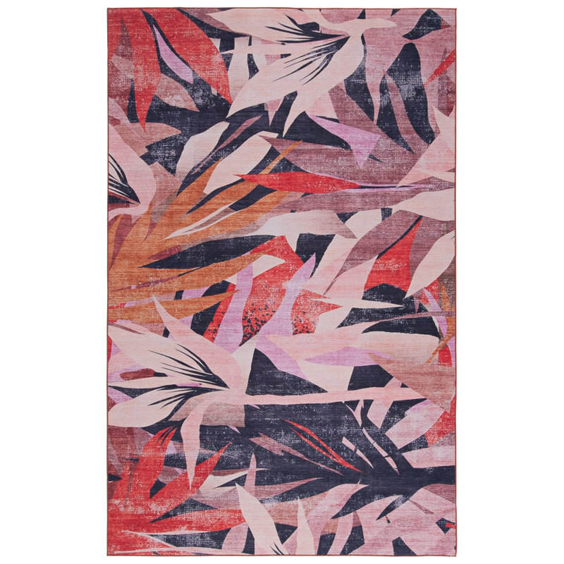 Vitorino Performance Machine Washable Floral Rug, Rectangle 6' x 9'