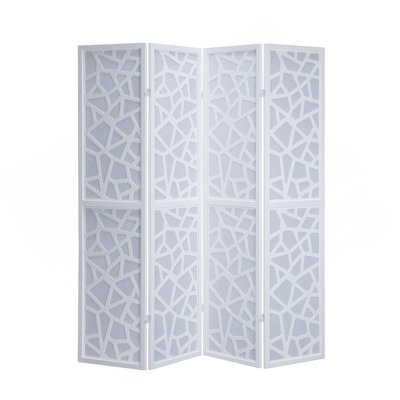 Giyano 4 Panel Screen Room Divider, White