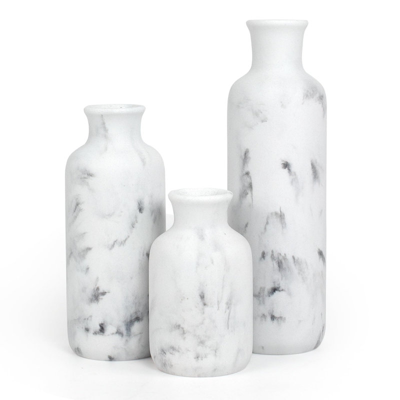 Ensemble de vases en résine 3 pièces Rustic Farmhouse, Blanc