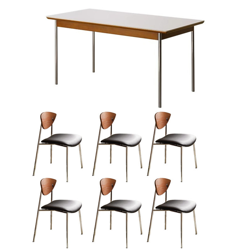 Rock-Solid Wood Dining Table Sets., Pearl White, 29.53"H x 55.12"L x 31.5"W