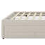 Lit double avec lit gigogne et 3 tiroirs, lit plateforme tapissier avec tête de lit en lin-887541868