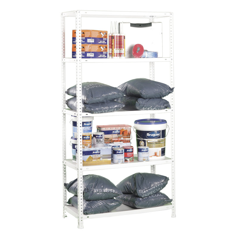 100cm W Steel Height -Adjustable Shelving Unit, 200cm H x 100cm W x 30cm D, White