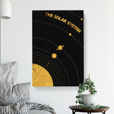 The Solar System In Gold - Wrapped Canvas