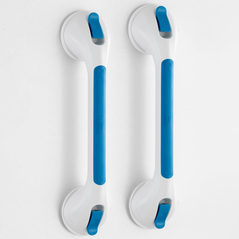 Shower Grab Bar Glow In The Dark, 2 Pack 16.8 In Grab Bars For Bathtubs And Showers,Shower Handles Shower Rails For Seniors And Elderly,Bathroom Safety Grip Removable No Drilling Waterproof Blue