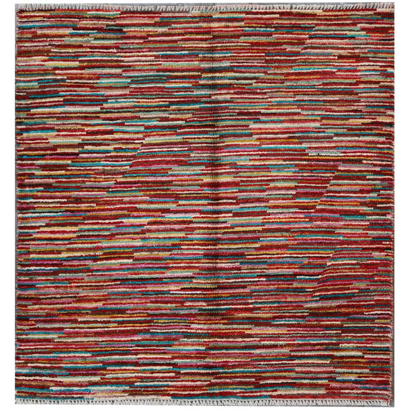 Geometric Hand Knotted 105cm X 106cm Area Rug