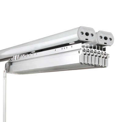 Smoke 8-Panel Double Rail White Panel Track Extendable 130"-175"W x 94"H, Panel width 23.5"