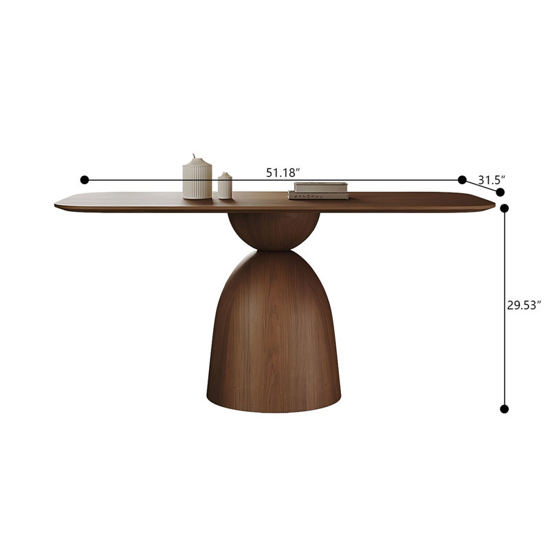 Solid Wood Ash Solid + Manufactured Wood brown Dining Table, 29.53"H x 51.18"L x 31.50"W