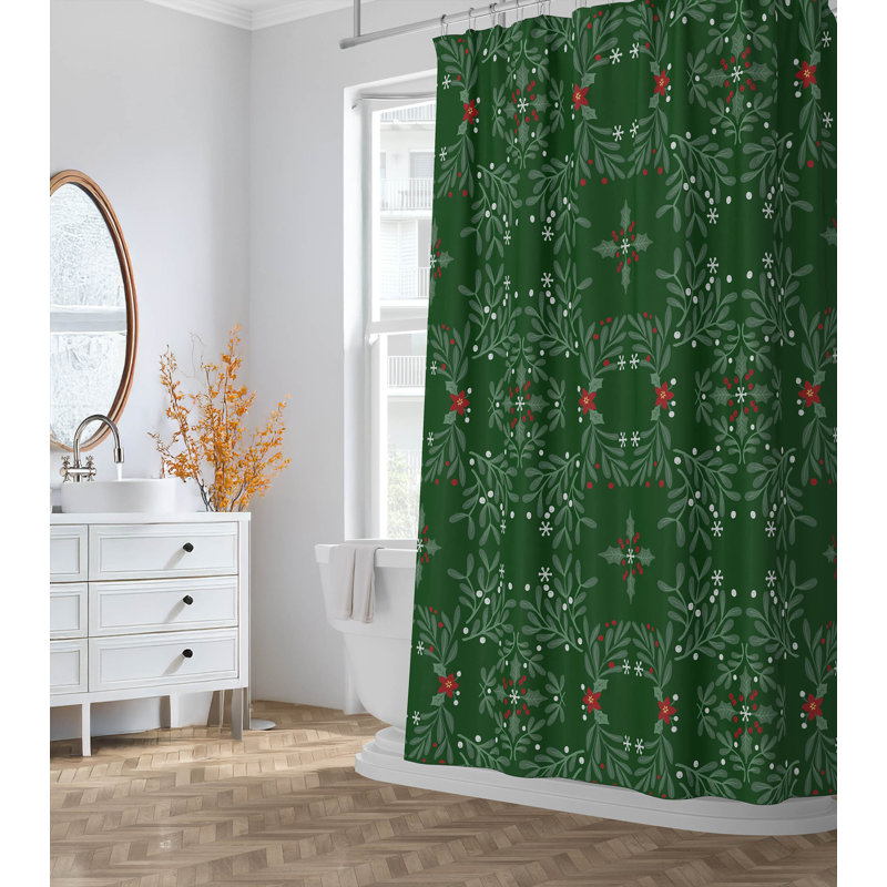 Rideau de douche ultra-mince Winter Mistletoe, À feuilles persistantes