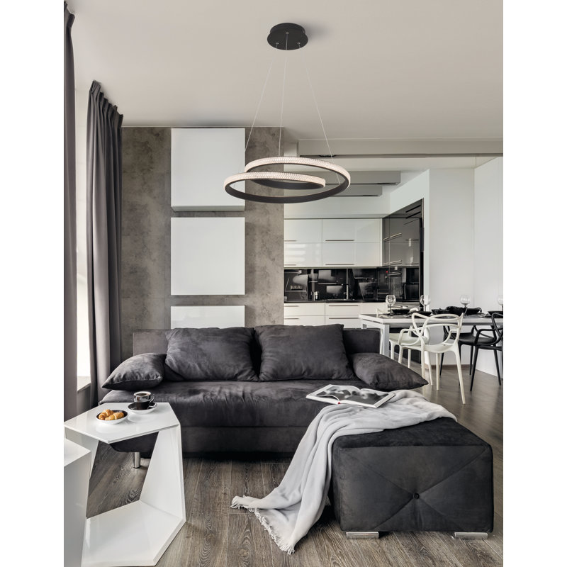 1 - Light LED Unique/Statement Pendant, Black