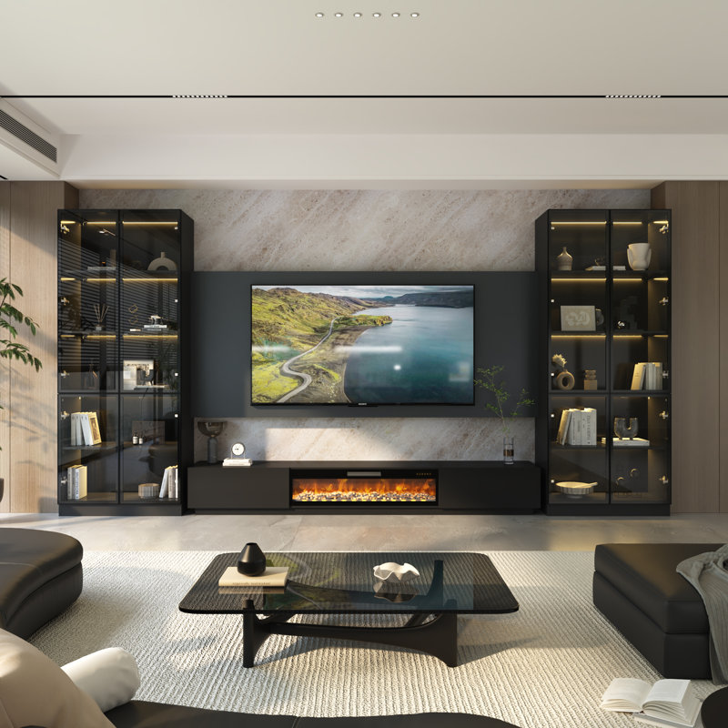 172”W TV Stand Entertainment Center With Fireplace