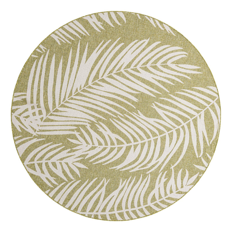 Amanda Floral Green/Ivory Indoor / Outdoor Area Rug, Round 7'10"