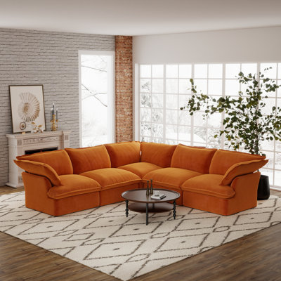 Canapé modulaire 5 pièces en tissu velours côtelé moderne