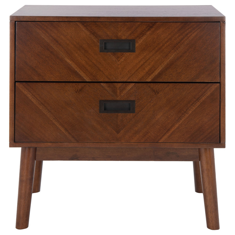 Table de chevet 2 tiroirs Komon, Noyer foncé