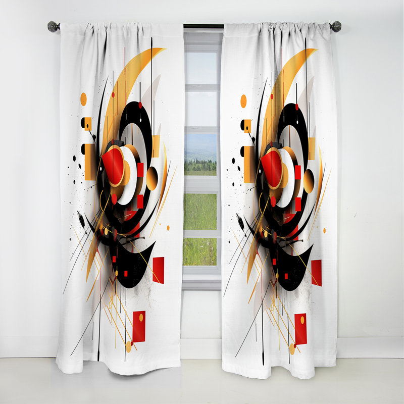 Rouge, noir, abstrait Symphony V - rideau abstrait - rideau occultant - 1 panneaux, L 52 po x L 120 po