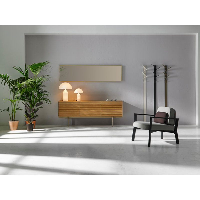 69.9'' Sideboard, Black/Super Matte Oak, 16.3" H x  69.9" W x 18.5" D