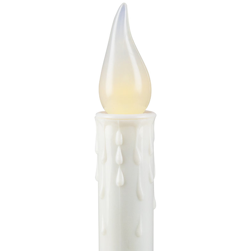 Flickering LED Window Candles With Timer - 8.5" - White -, 4