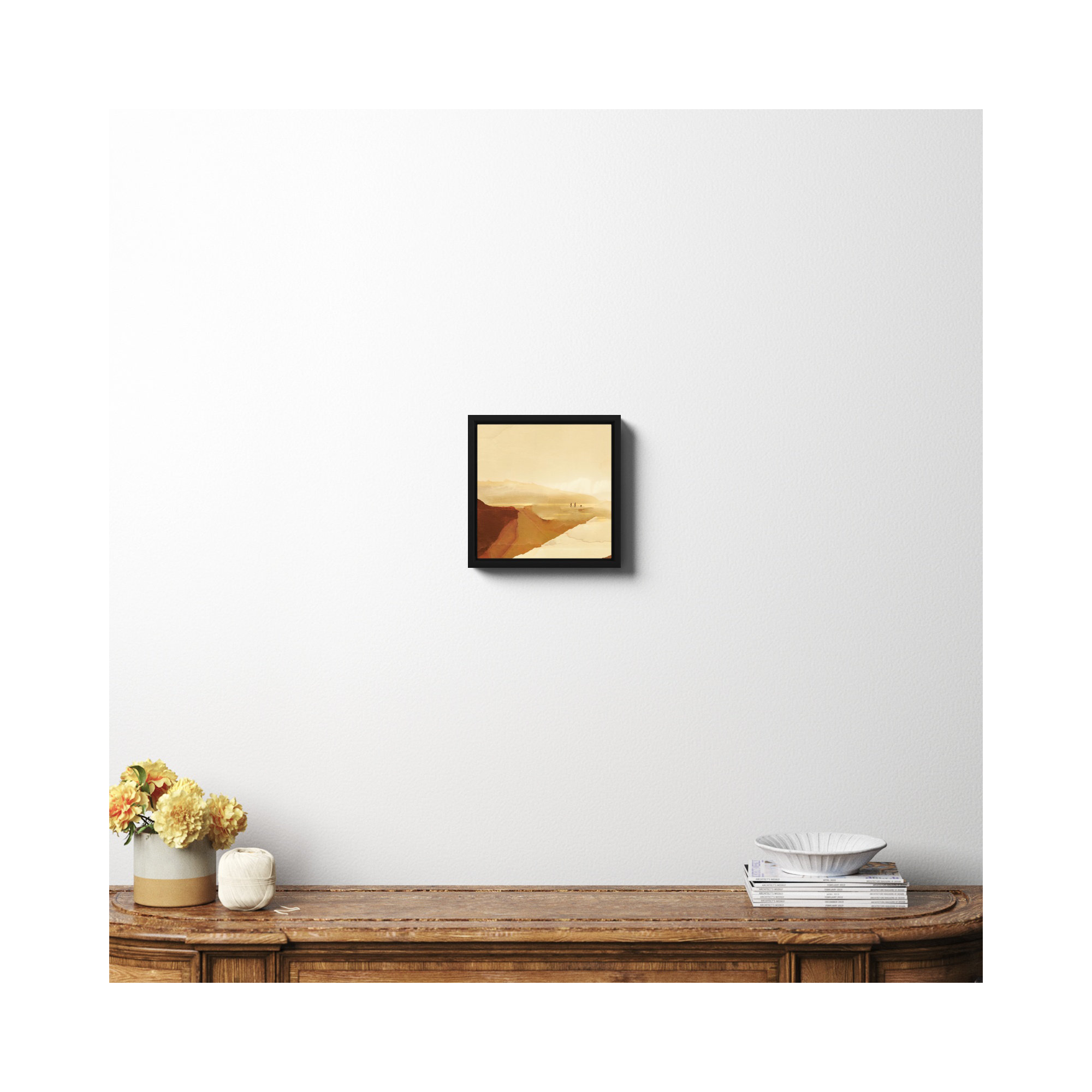 Sunset Walk, Black Framed Canvas, No, 12" H x 12" W x 2" D