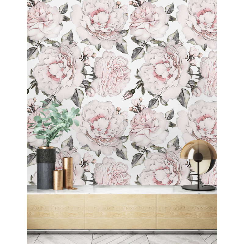 Panneau mural 4 pièces pivoines Knightsen, L 8,33 pi x l 100 po
