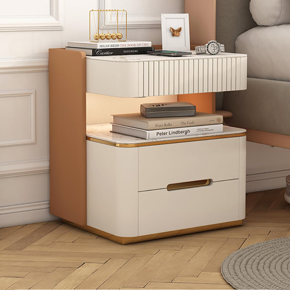 Everly Quinn Vailora Modern Smart Nightstand With Wireless Charger Sensor Light Bluetooth Speakers | Wayfair
