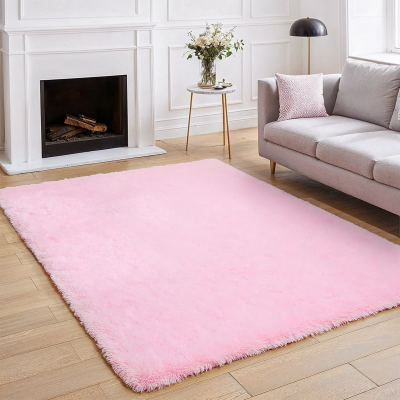 Super Soft Shaggy Area Rug, Light Pink, Rectangle 120 x 170 cm