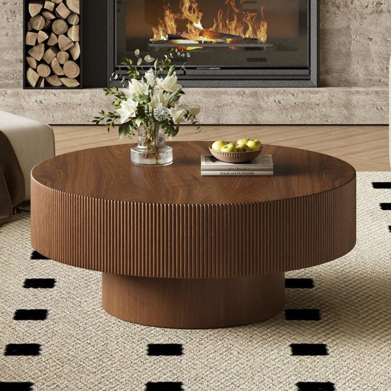 Table basse moderne à piédestal moderne, Noyer