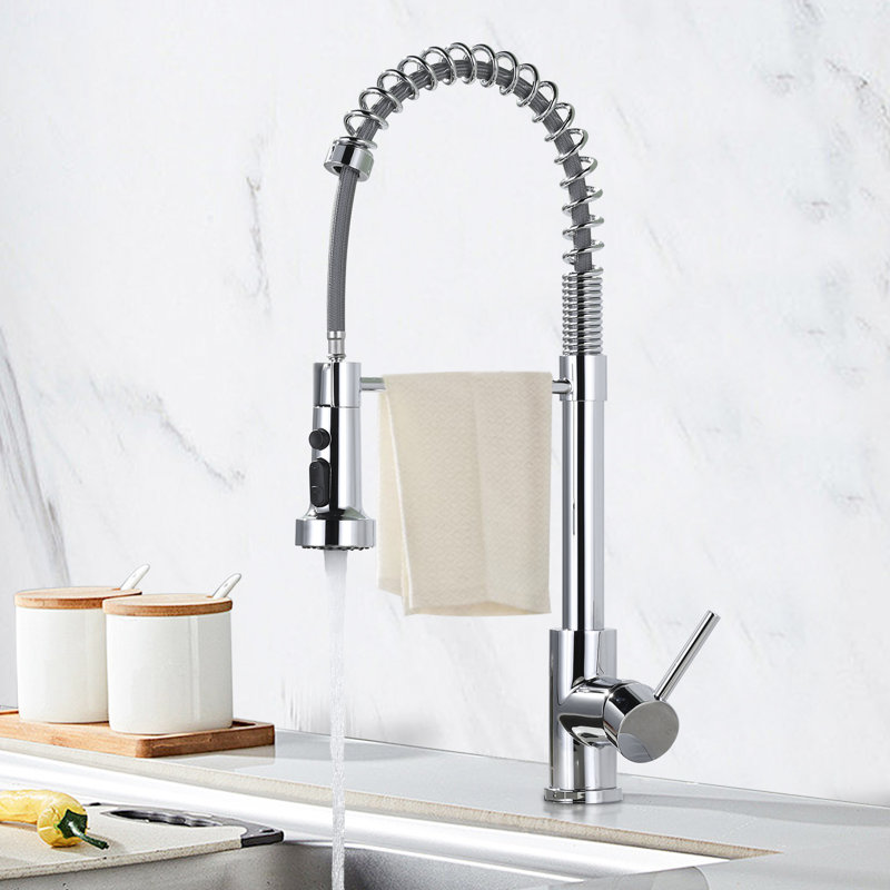 WOWOW Pull Out Kitchen Faucet, Chrome