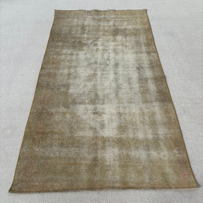 40.6x76.4 Inch Beige Wool Rug, Traditional Vintage Modern Patchwork Accent Rug