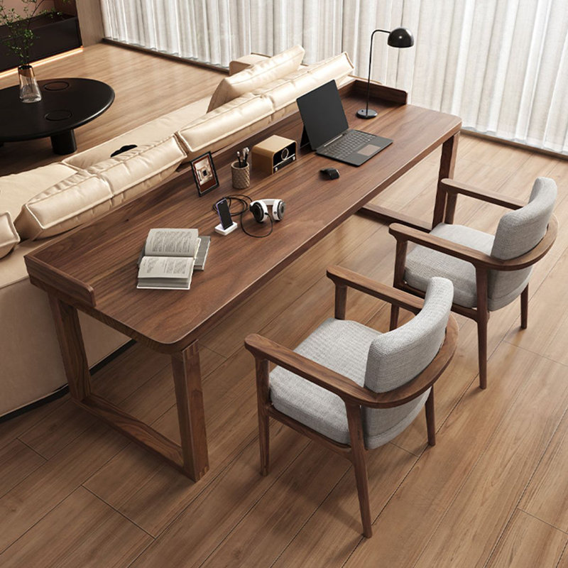 Dark walnut Rectangular Solid Wood desk, 29.53" H x 62.99" W x 23.62" D