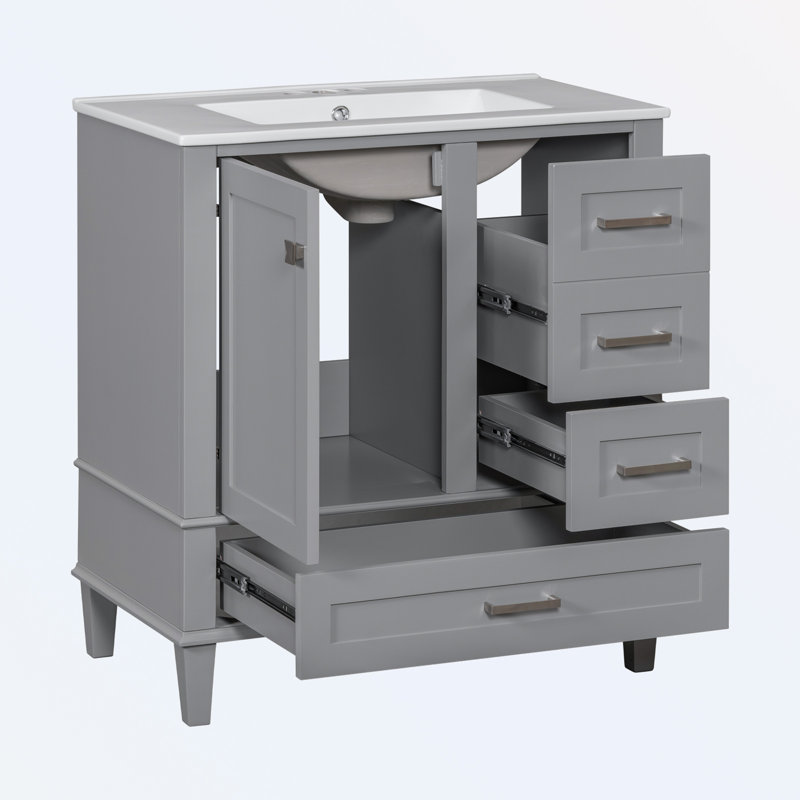 Omani 30'' Single Bathroom Vanity with Top, Gray