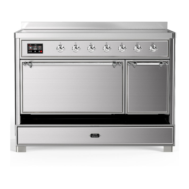 Cuisinière à induction de 48 pouces avec 6 éléments à induction en acier inoxydable Majestic III Series (garniture chromée)