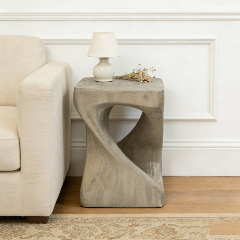 Table d'appoint à texture de bois, Gris