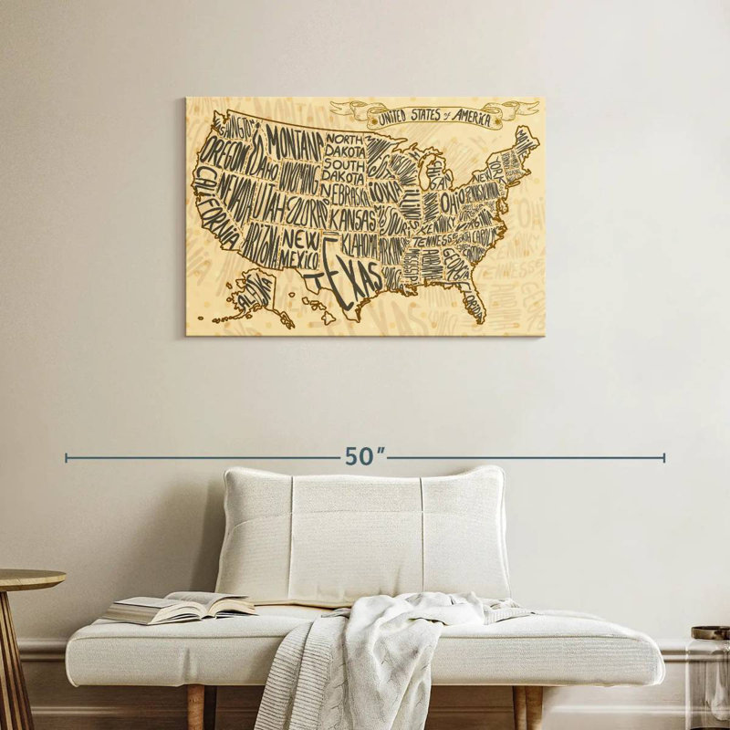 Carte des États-Unis à Aliaz, H 24 po x l 36 po