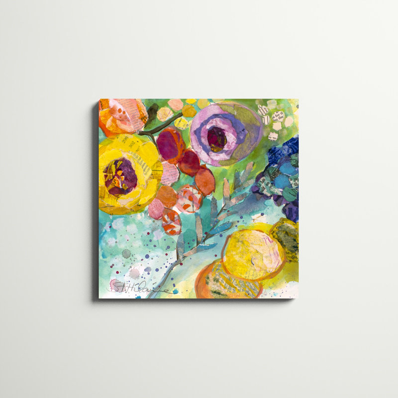 «Bold Blooms II», peinture sur toile, H 30 po x l 30 po