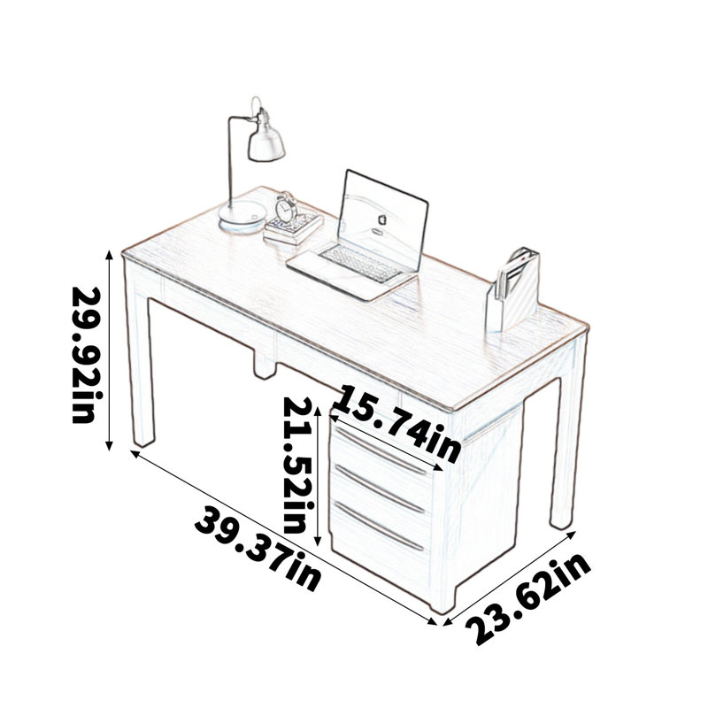 Bureau d'ordinateur, H 29,92 po x l 39,37 po x P 23,62 po