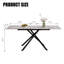 Table de salle à manger de 47,2 po à 59 po avec plateau en pierre frittée rectangulaire extensible et base en X en acier au carbone noir pour 4 à 6 personnes-1284240806
