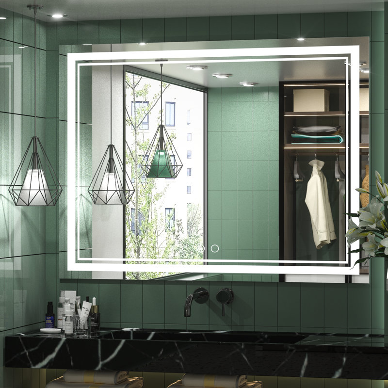 Adorna Frameless LED Lighted Bathroom / Vanity Mirror with Brightness Adjustable, Memory Function, Anti-fog, 36" x 48"