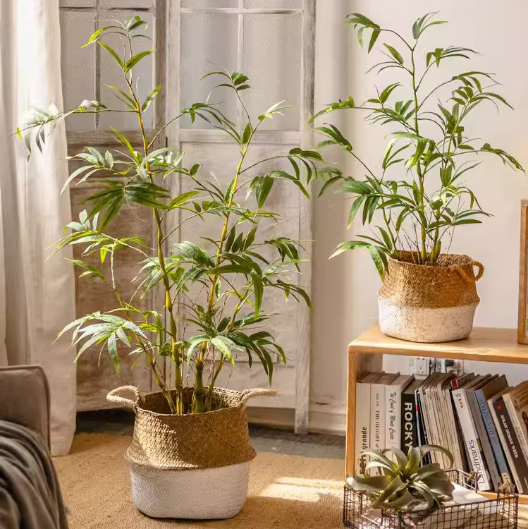Faux Bamboo Tree in Pot, 53.15" H x 31.5" W x 6.1" D