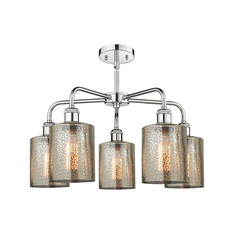 Lustre tambour 5 lumières en acier à intensité variable Dublin, Mercurisé, Chrome poli