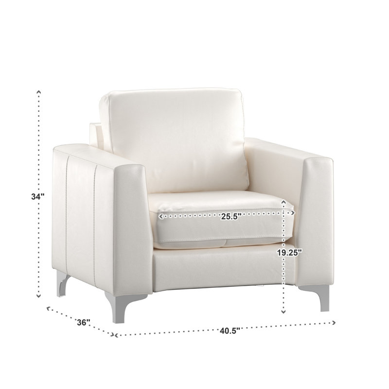 Fauteuil club en cuir 41 po, Cuir assorti blanc
