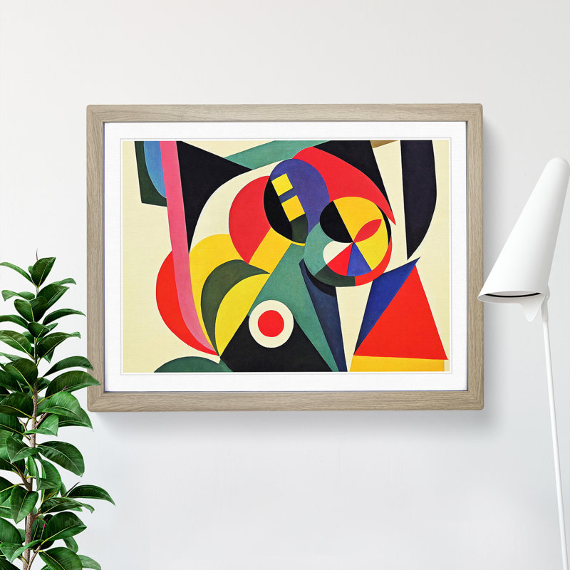 Great Modern Abstract 1 Piece Single Picture Frame Painting, 34cm H x 46cm W x 2cm D, Oak