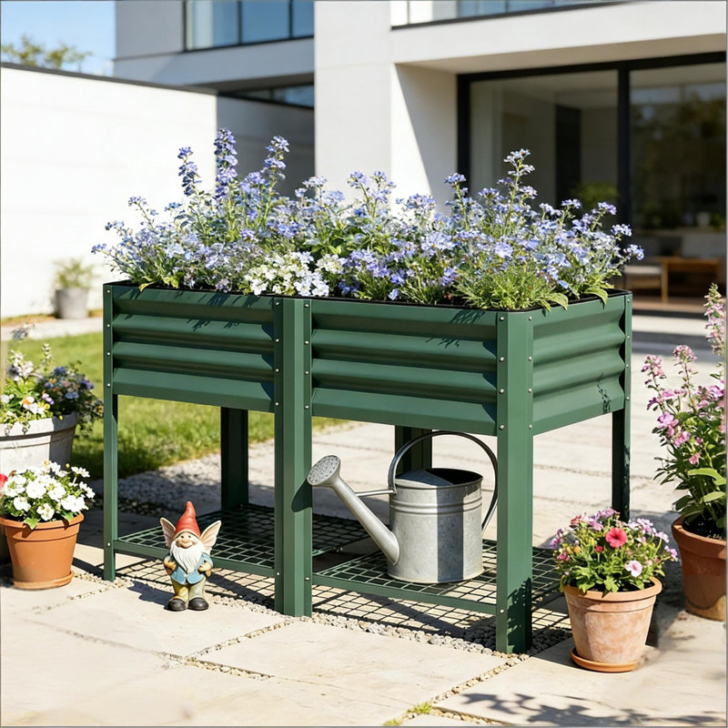 Planter Box,Outdoor Elevated Planter Box,Raised Garden Bed, Green